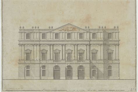 Schema architettonico della facciata eclettica progettata da Giuseppe Magni