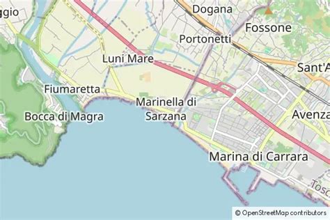 Mappa del territorio tra Marinella di Sarzana e le colline di Groppolo con indicazione dei luoghi di culto e della Bianca Fattoria