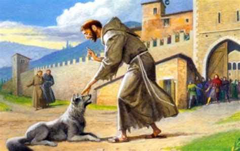 illustrazione metaforica della pace tra gli uomini o del lupo di Gubbio