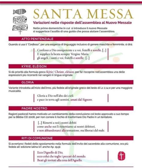 schema della struttura della Messa con i canti principali