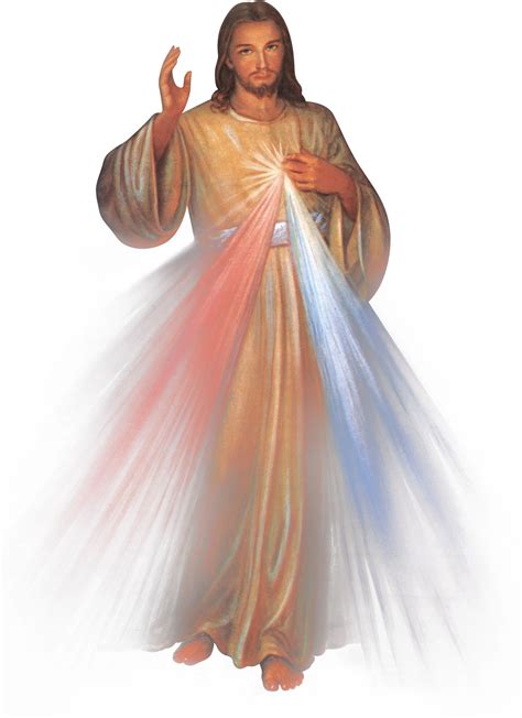 Rappresentazione dell'immagine di Gesù Misericordioso con i due raggi