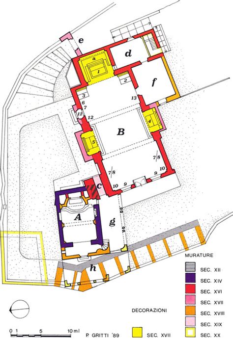 Mappa schematica o pianta del Santuario con i punti di interesse marcati