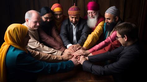 Illustrazione di persone di diverse culture e religioni che condividono un momento di convivialità
