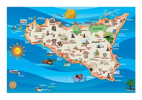 Mappa della Sicilia con indicazione delle località citate per i riti pasquali