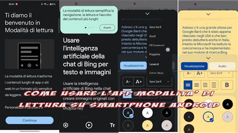Schema delle funzionalità dell'app: personalizzazione del testo, ricerca e modalità lettura