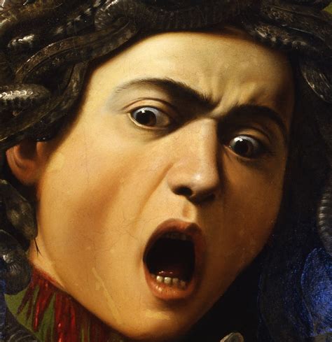 Dettaglio di un'opera di Caravaggio che evidenzia l'uso drammatico del chiaroscuro e il realismo dei personaggi.