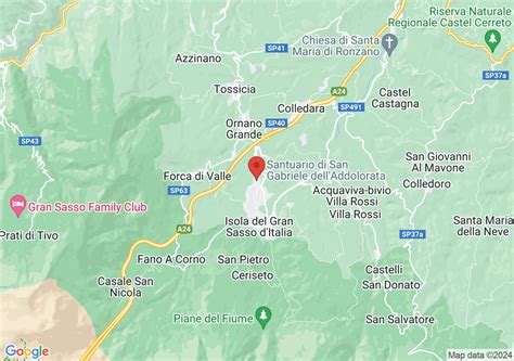 Mappa del territorio di Isola del Gran Sasso con indicazione della posizione del centro in Contrada Tembrietta
