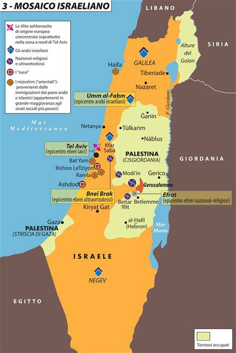 Mappa storica dell'antico Israele con evidenziati i luoghi citati nei libri storici.