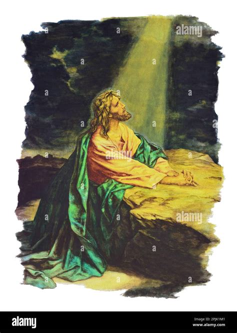 Illustrazione biblica che mostra Gesù che prega in solitudine su un monte