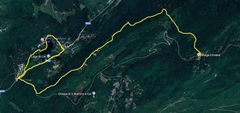 Mappa dell'area di Malga Cimana e sentieri verso il Lago di Cei