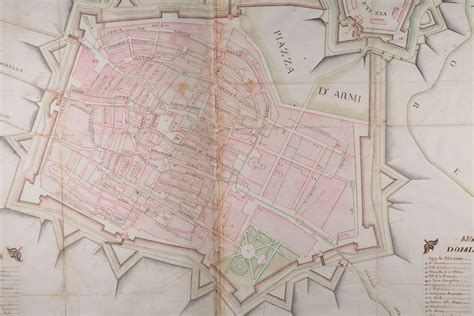 Mappa storica o pianta di Coreggia con evidenziata la posizione della chiesa