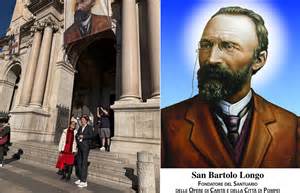 Ritratto di Bartolo Longo con elementi che richiamano il Rosario