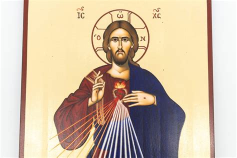Icona del Sacro Cuore di Gesù con raggi di luce