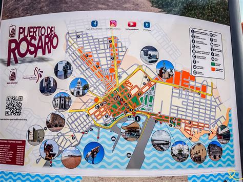 Mappa del centro di Puerto del Rosario con indicazione dei principali locali e zone di interesse culturale