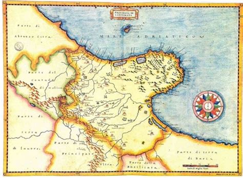 Mappa storica della Capitanata con la posizione di Torremaggiore e le antiche vie di comunicazione