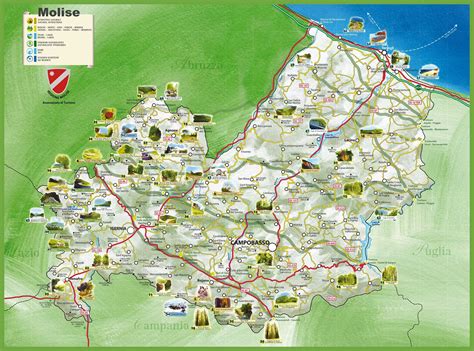 Mappa del Molise con evidenziate le principali località menzionate nel testo