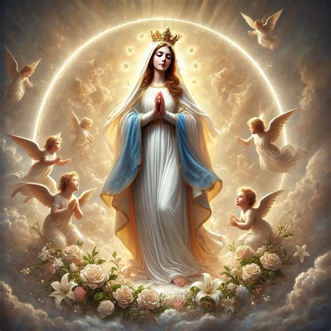 Rappresentazione artistica dell'Immacolata Concezione con la Vergine Maria circondata da angeli