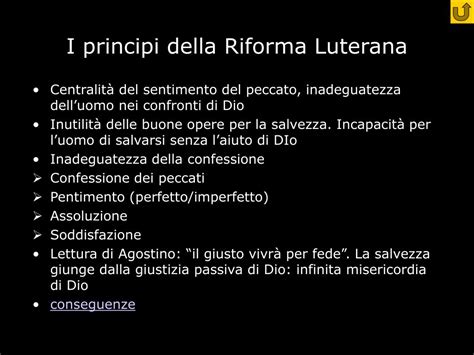 Schema riassuntivo dei principi della Riforma Luterana