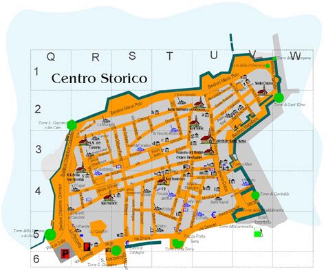 Mappa delle città di Alghero, Sassari e Porto Torres con evidenziati i percorsi delle processioni del Venerdì Santo