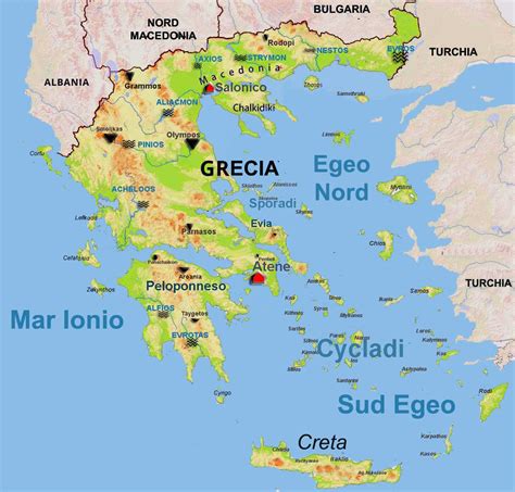 Mappa schematica della Magna Grecia con l'ubicazione dei principali santuari extraurbani citati