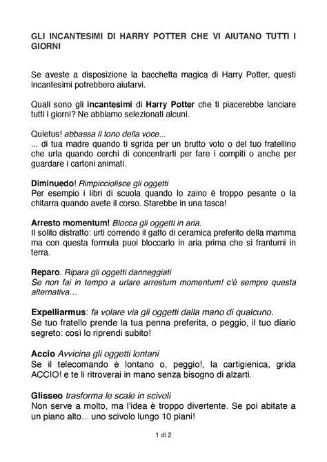 scheda grafica sugli incantesimi di Harry Potter di origine latina con etimologie e significati