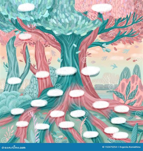illustrazione di alberi genealogici stilizzati che collegano generazioni e culture diverse