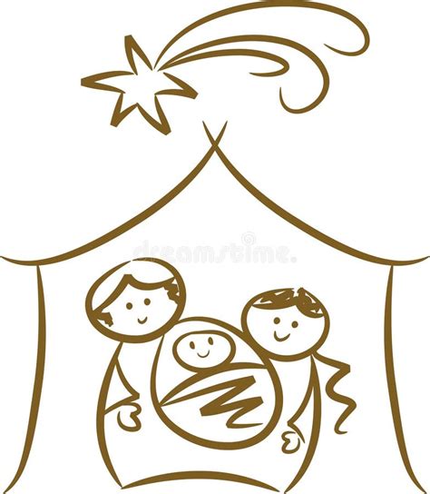 Illustrazione di una natività semplice, non commerciale, con figure umane di diversa estrazione sociale attorno al Bambino Gesù