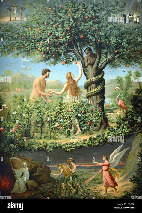 Illustrazione della caduta dell'uomo nel Giardino dell'Eden