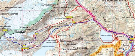 Mappa del percorso di trekking in Val Formazza con laghi e sentieri