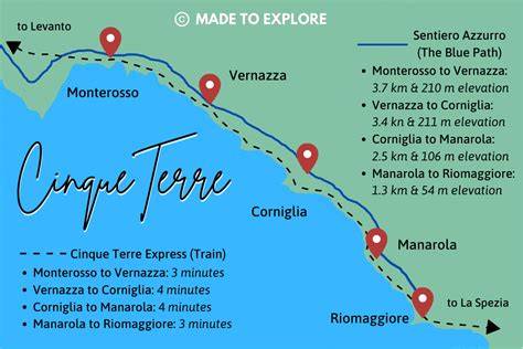 Mappa del Sentiero Azzurro delle Cinque Terre con i borghi