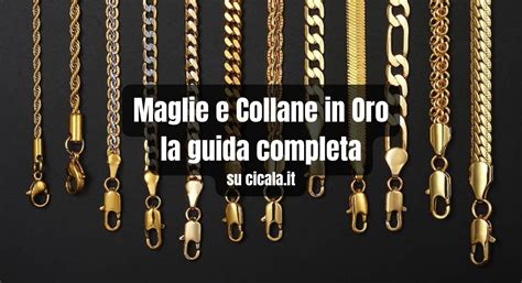 Schema dei diversi tipi di maglie per catene d'oro