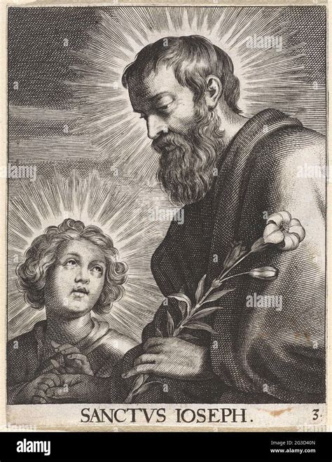 Illustrazione di San Giuseppe con un giglio, simbolo di purezza