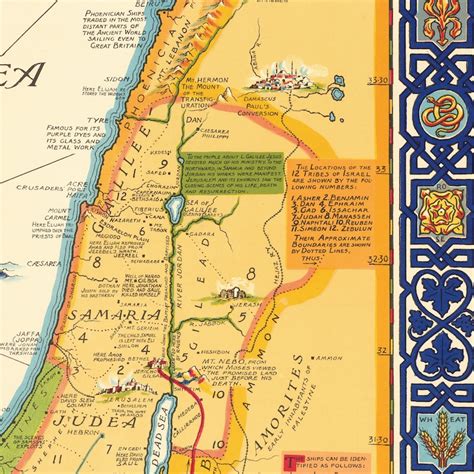 Mappa della Terra Santa con itinerario della Sacra Famiglia