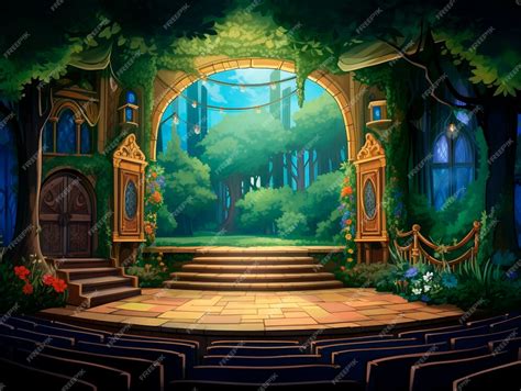 Illustrazione concettuale di un palco teatrale con elementi astratti che simboleggiano ascolto e riflessione.