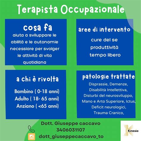 Schema che illustra le diverse aree di competenza di un terapista occupazionale.