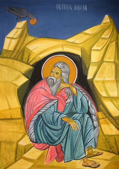 Illustrazione del profeta Elia sul Monte Carmelo con la visione della nube