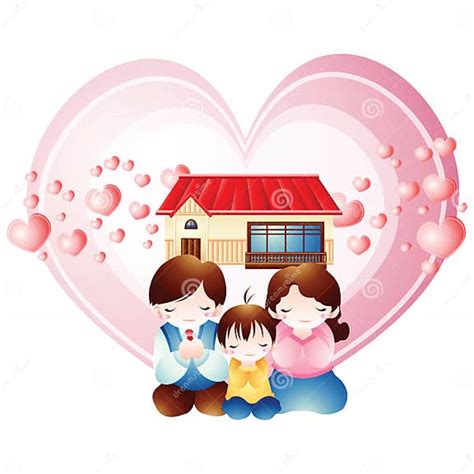 illustrazione di una famiglia che prega insieme