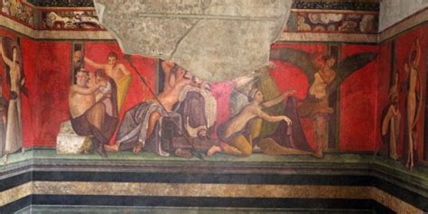 Affresco pompeiano con uso del rosso