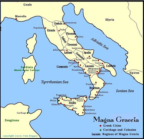 Mappa storica dell'Apulia o della Magna Graecia con indicazione di Peucezia