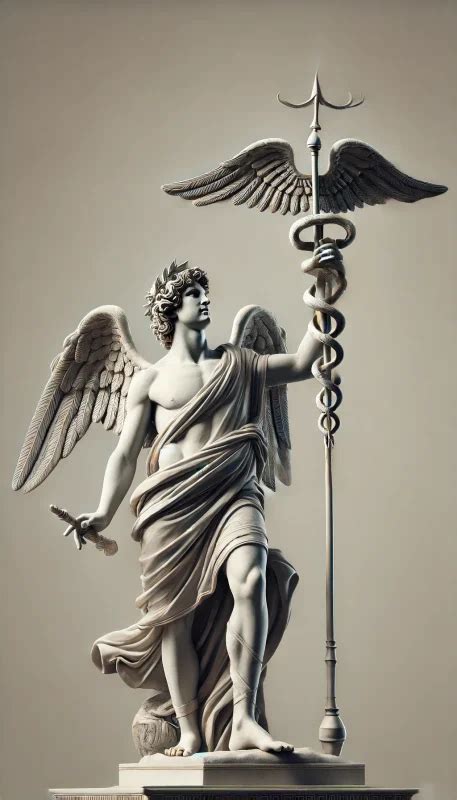 Caduceo di Hermes con due serpenti intrecciati e ali