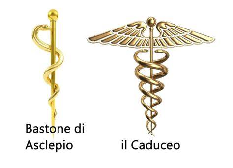 Grafico comparativo tra il Bastone di Asclepio e il Caduceo di Hermes