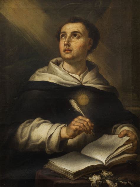 illustrazione di San Tommaso d'Aquino che scrive o insegna