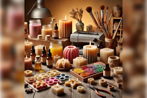 Composizione di candele artigianali in diverse forme e colori