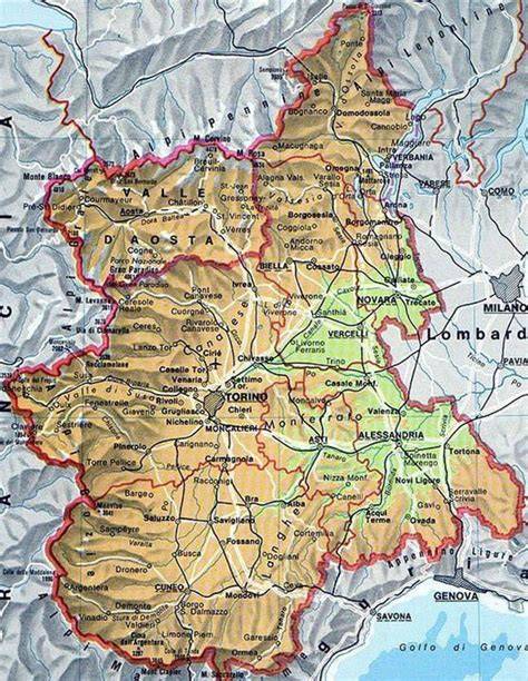 Mappa del Piemonte con le principali aree di culto dei martiri tebei