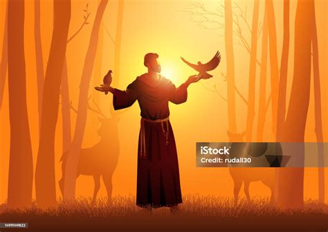 Illustrazione di San Francesco d'Assisi con vari animali