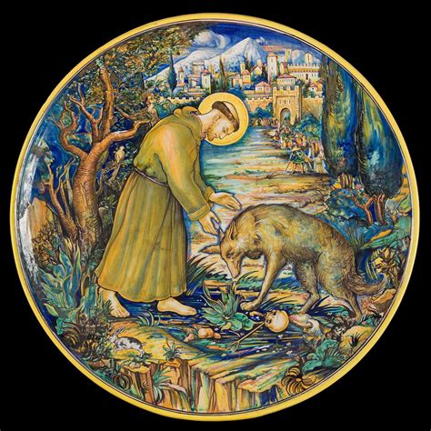 Un disegno stilizzato del lupo di Gubbio ammansito da San Francesco