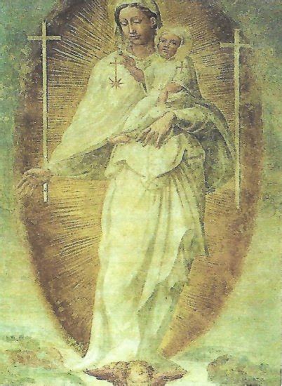 illustrazione apparizione della Madonna a Caterina dell'Olmo con la stella sul petto