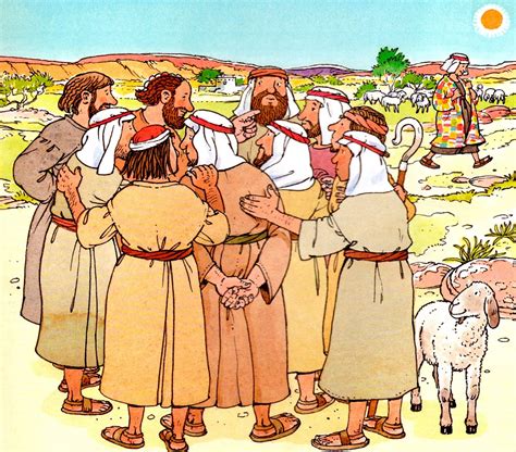 illustrazione della famiglia di Giacobbe con Giuseppe e i suoi fratelli