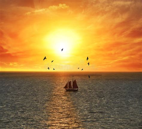 Barca a vela al tramonto con persone che brindano