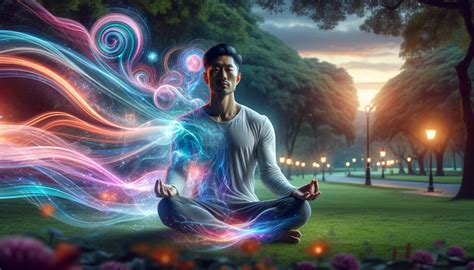 Illustrazione di una persona in uno stato di profonda gratitudine, con un'aura di energia positiva